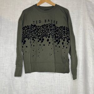 Ted Baker Olive Sweater with Black Animal Print